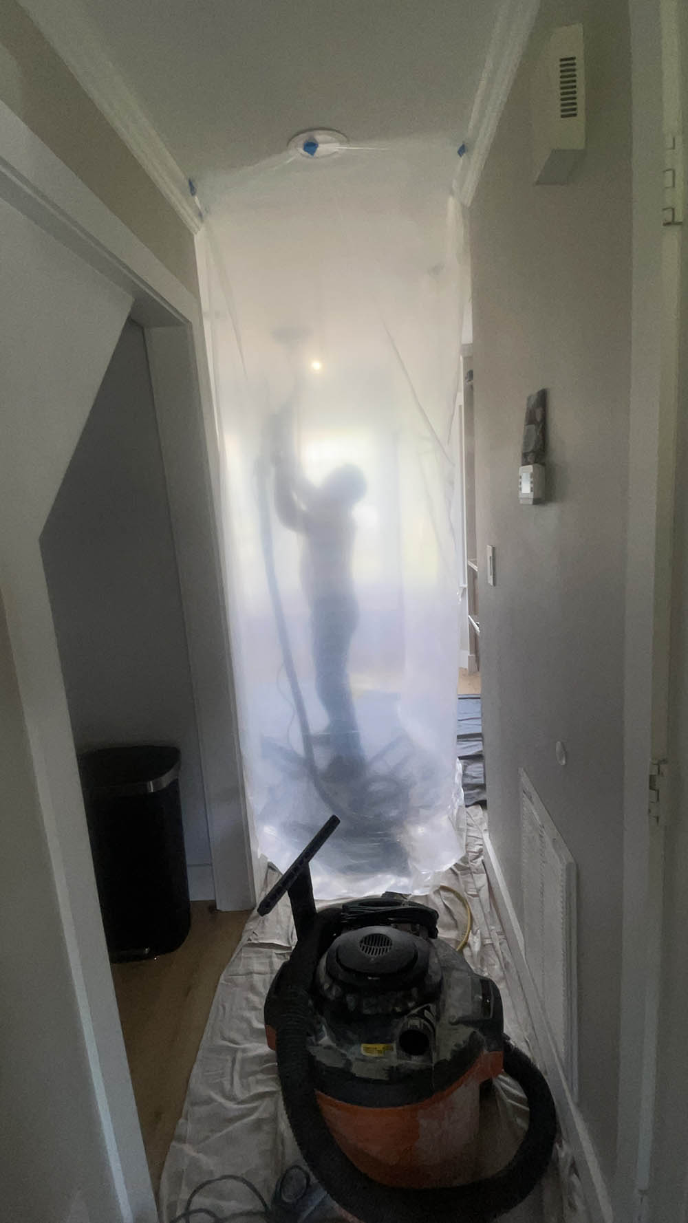 Drywall water damage repair with dust containment in Fayetteville NC